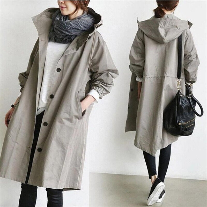 Parka impermeabile oversize da donna, trench coat