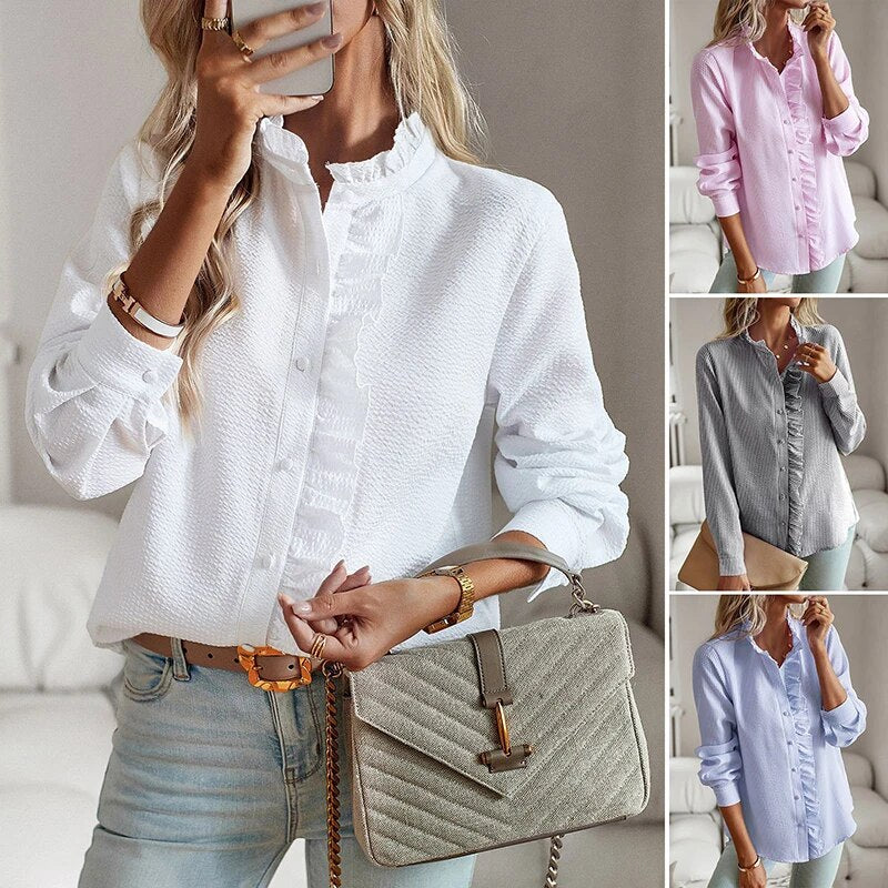 Blouse élégante pour femme avec boutons et volants