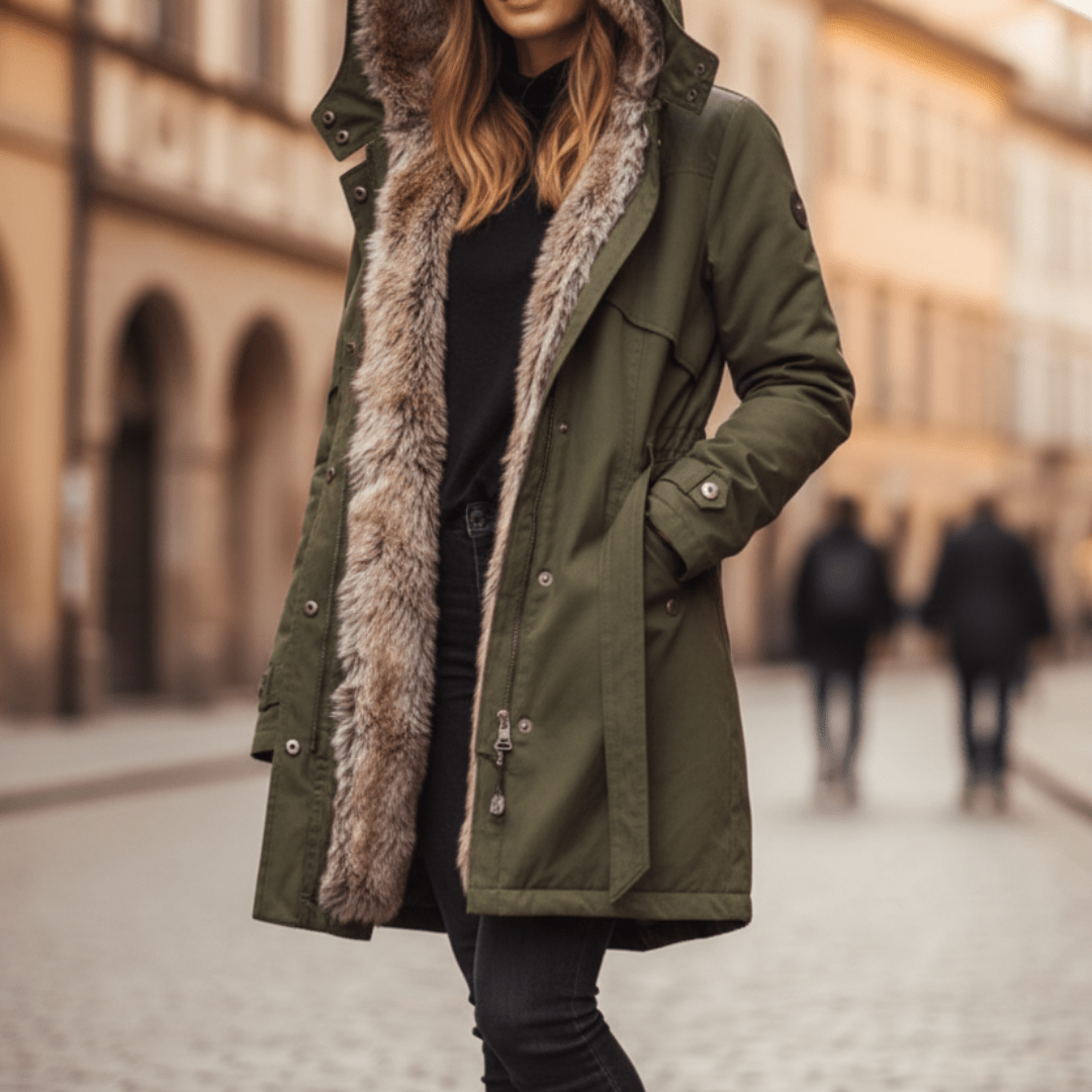 Women's Winter Parka with Faux Fur Lining