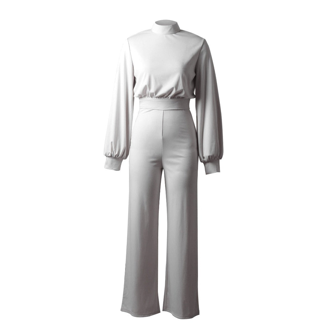 Women's High Neck Balloon Sleeve Wide-Leg Jumpsuit