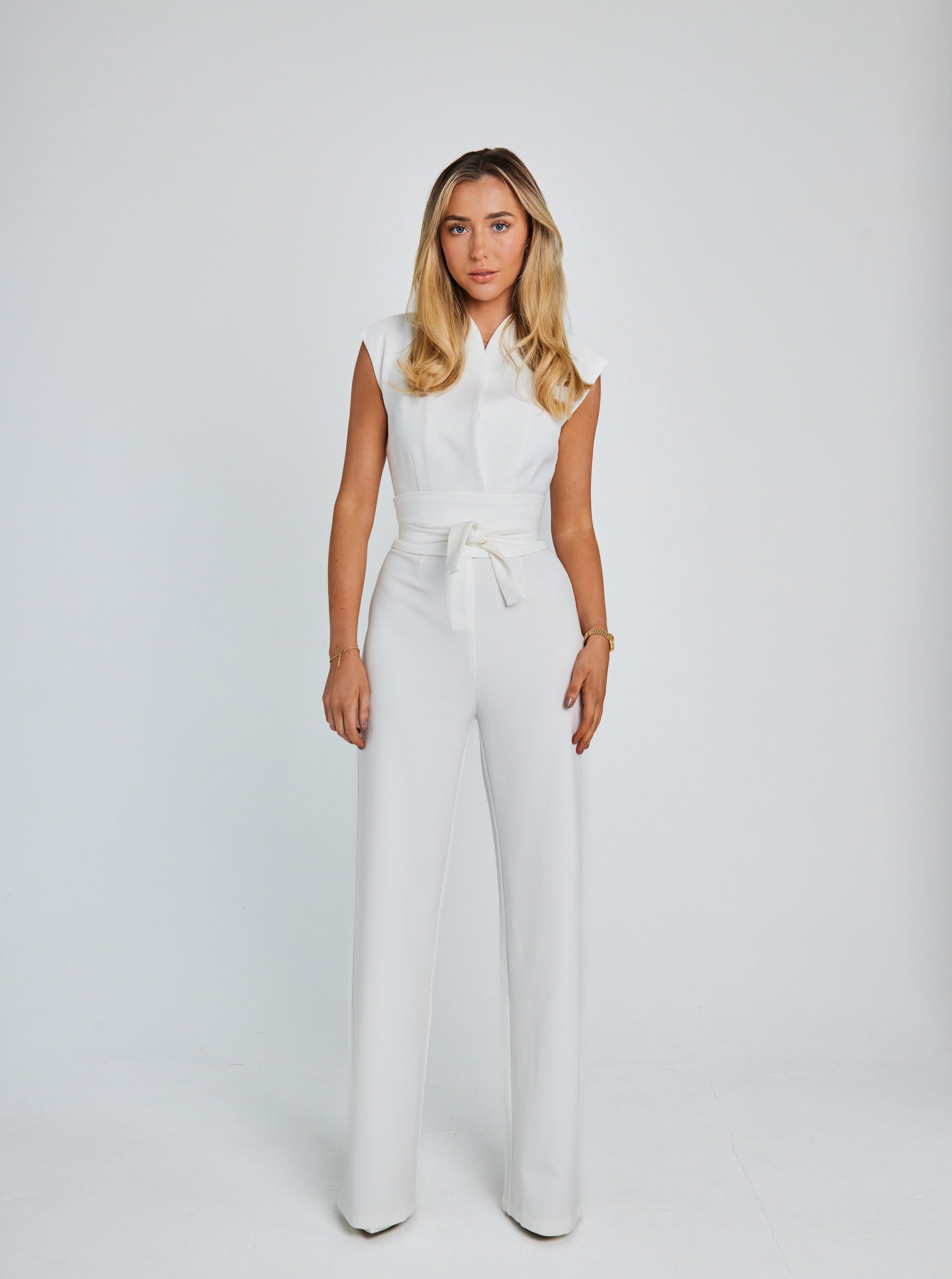 Eliza - Sleeveless Belted Jumpsuit