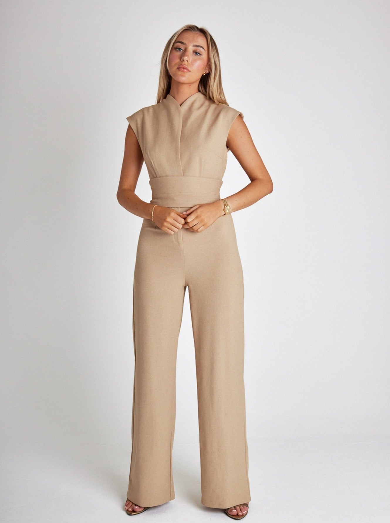 Eliza - Sleeveless Belted Jumpsuit