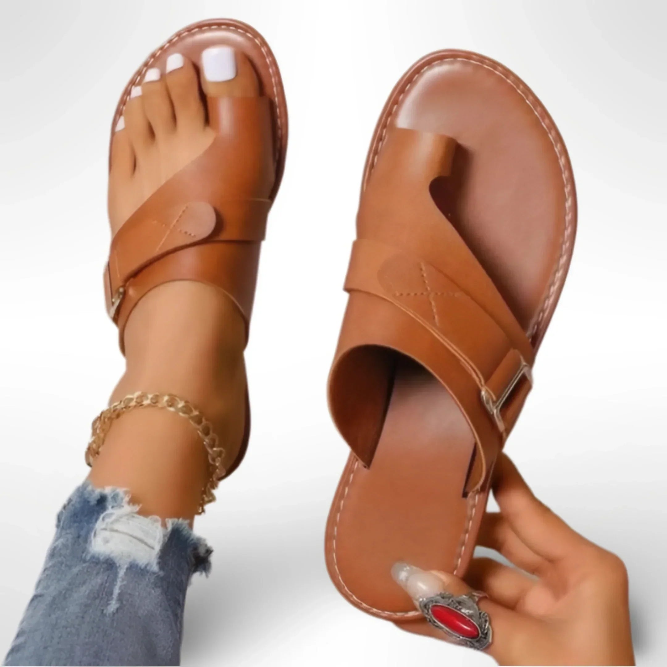 Sandales en cuir réglables confortables