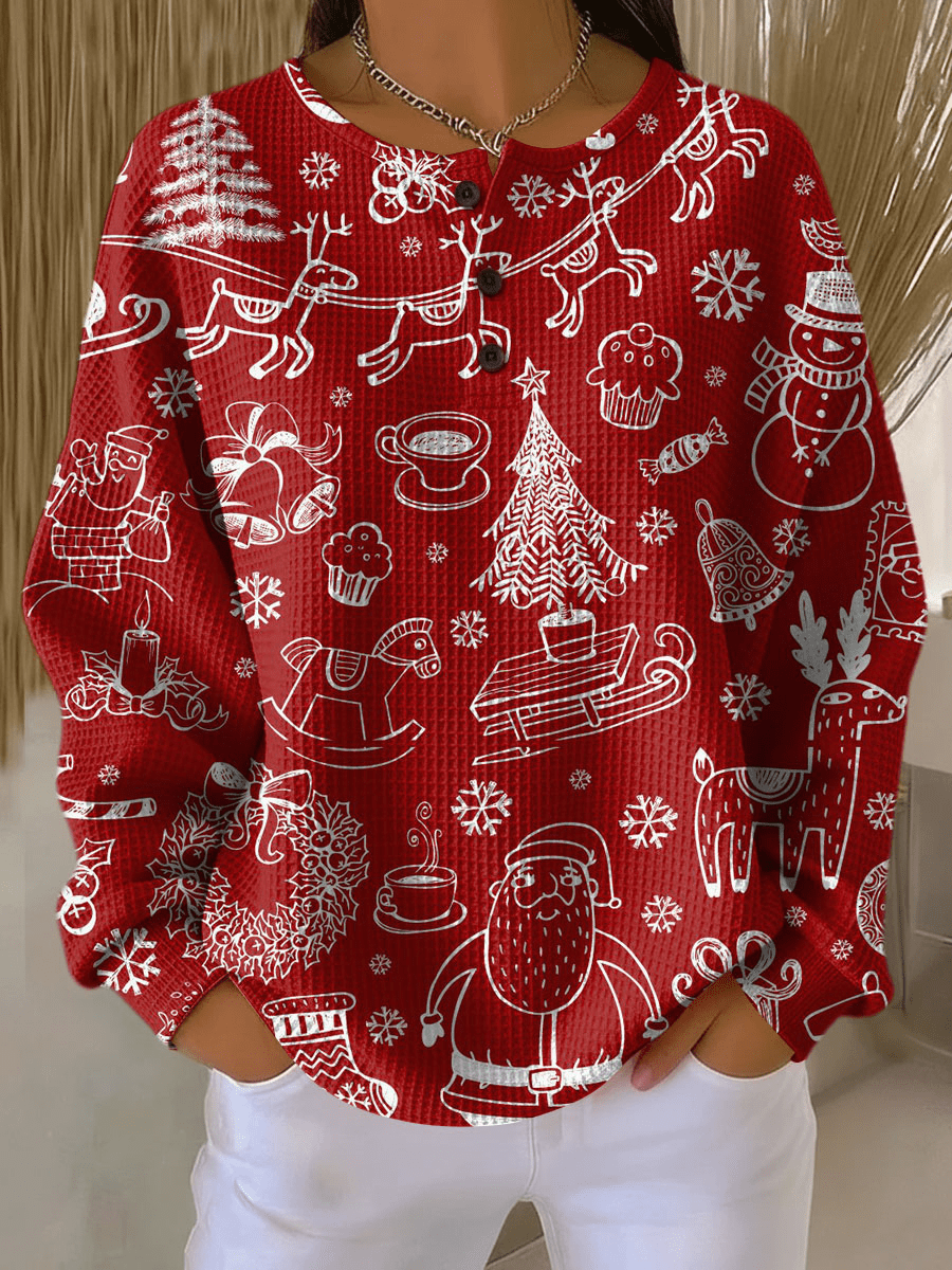 Women’s Long Sleeve Waffle Knit Sweater