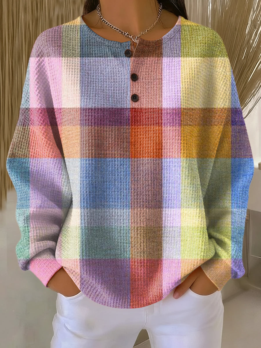 Women’s Long Sleeve Waffle Knit Sweater