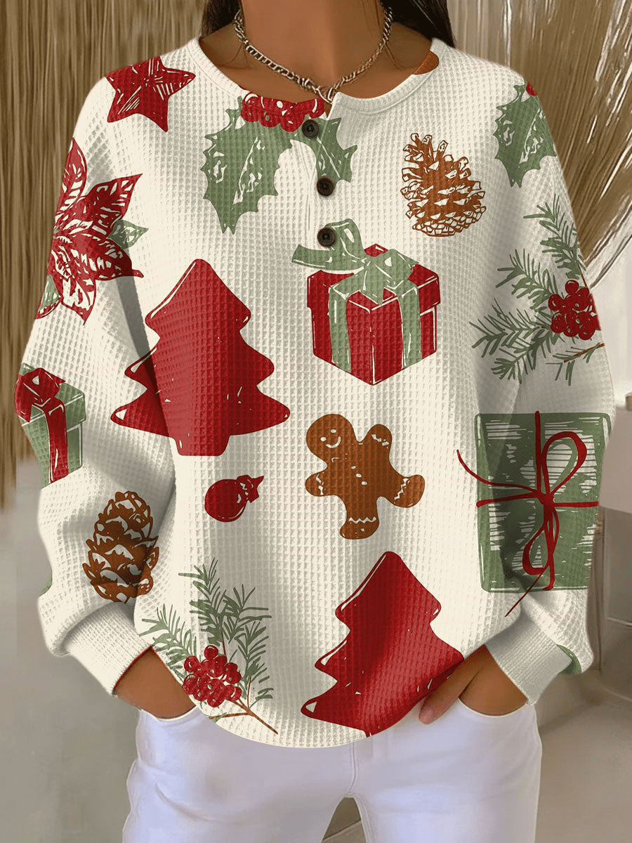 Women’s Long Sleeve Waffle Knit Sweater