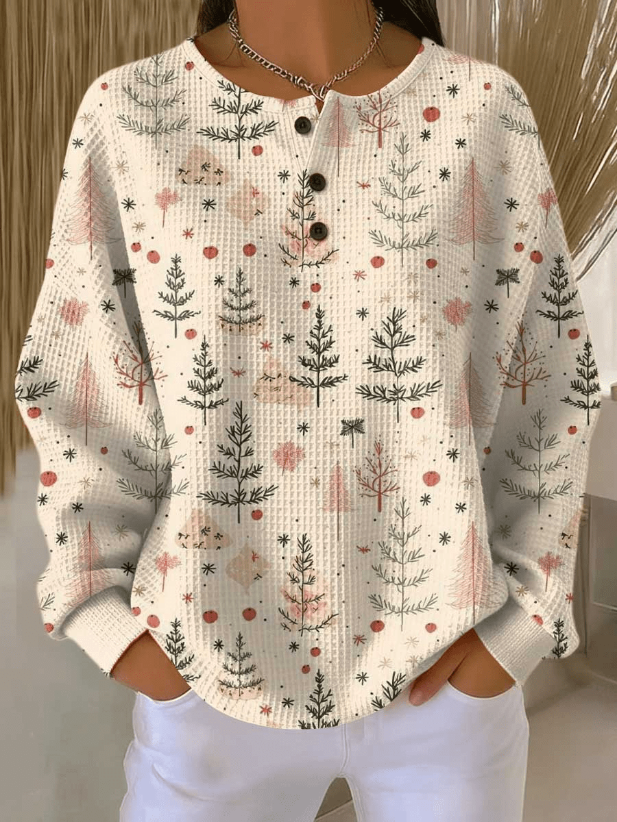 Women’s Long Sleeve Waffle Knit Sweater