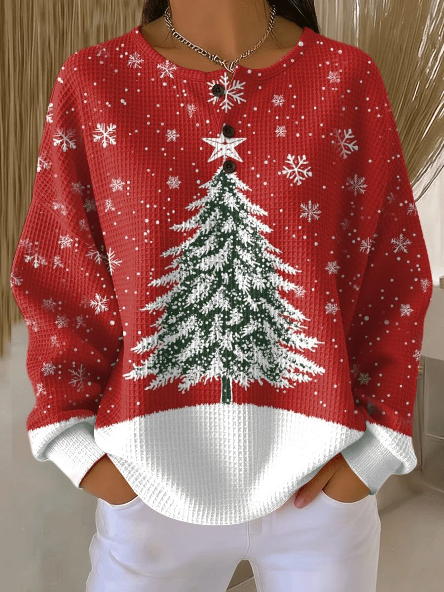 Women’s Long Sleeve Waffle Knit Sweater