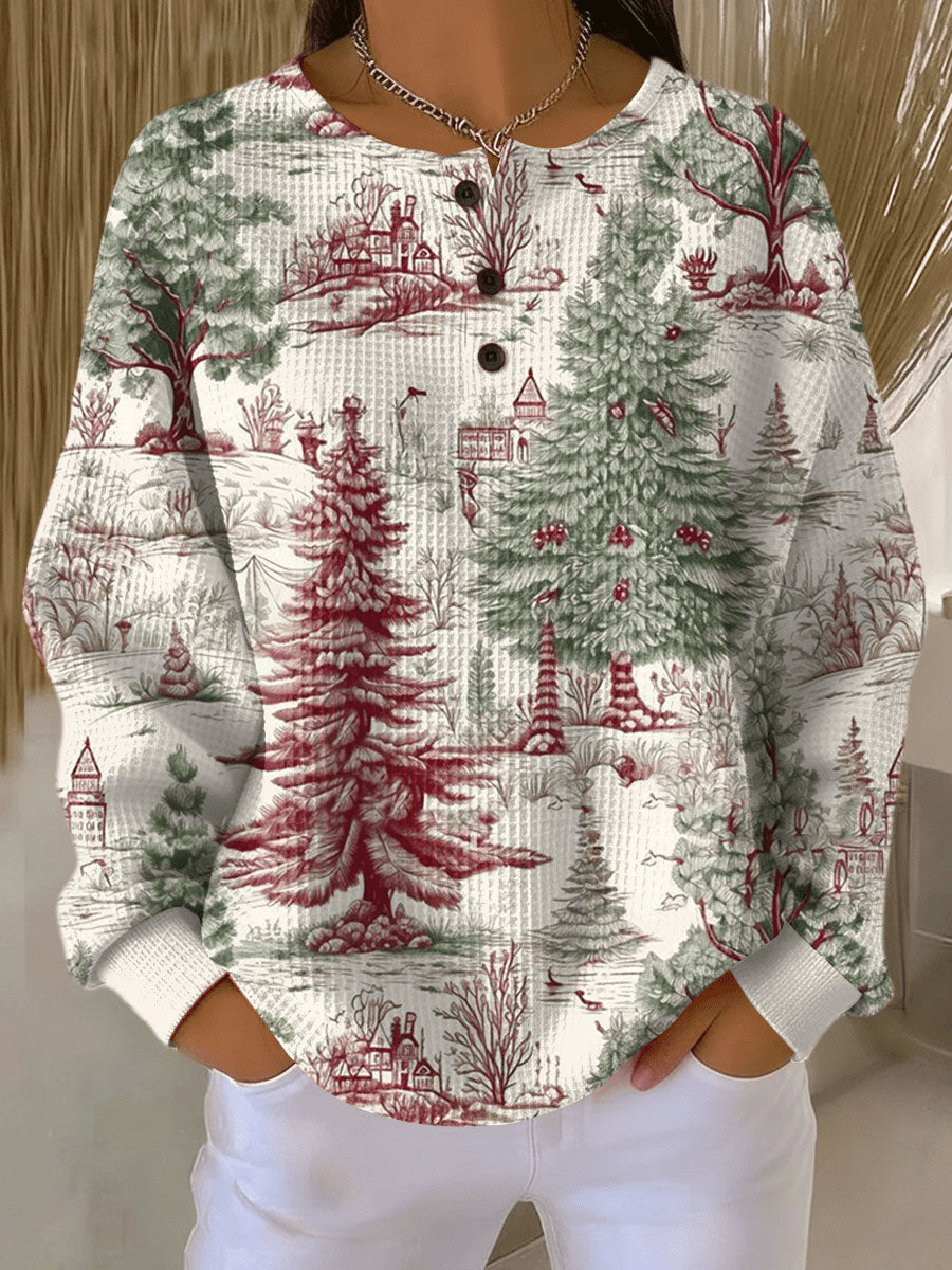 Women’s Long Sleeve Waffle Knit Sweater