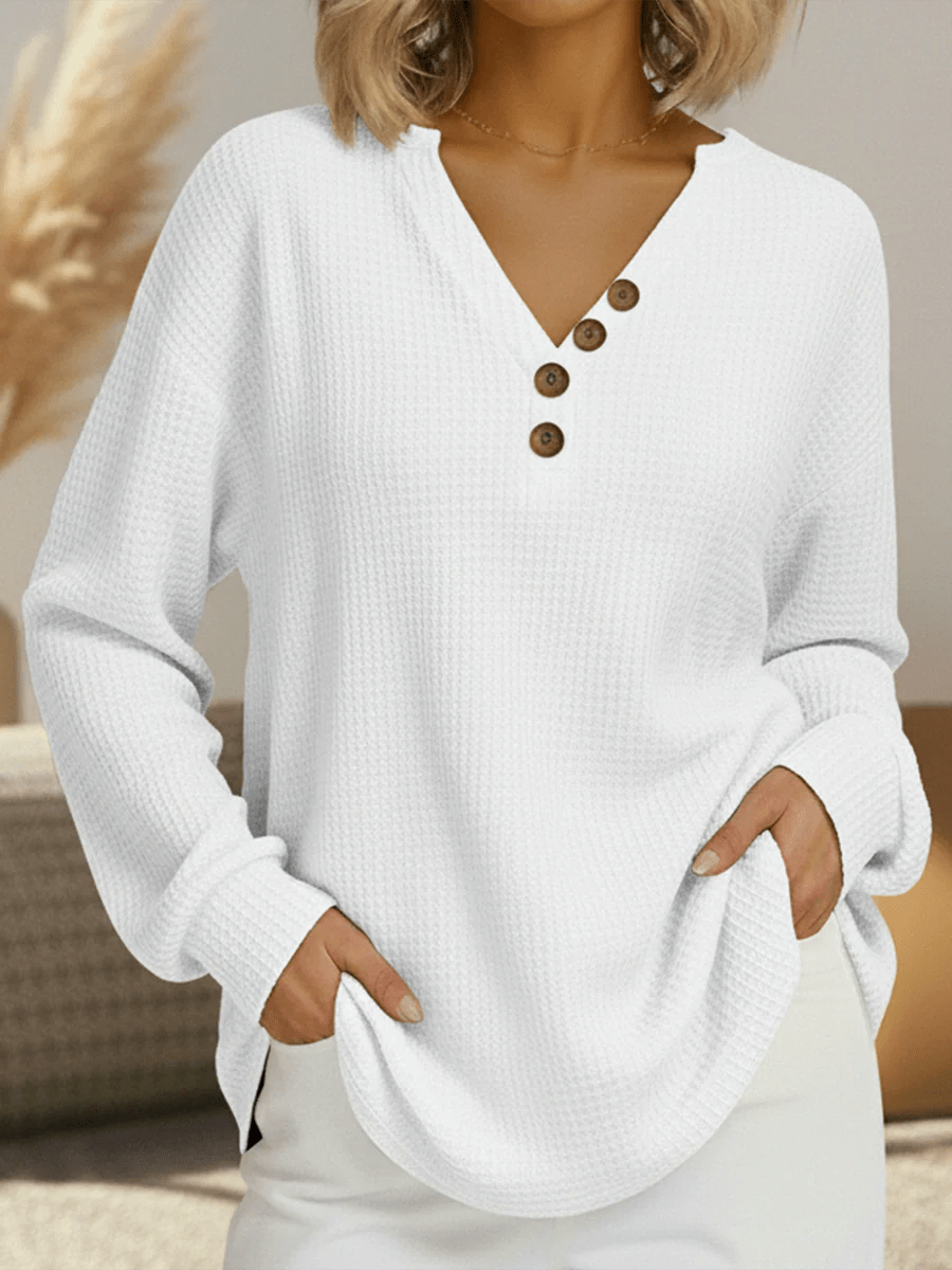Women’s Long Sleeve Waffle Knit Sweater
