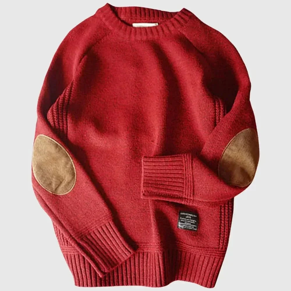Maglione da uomo girocollo con toppe sui gomiti