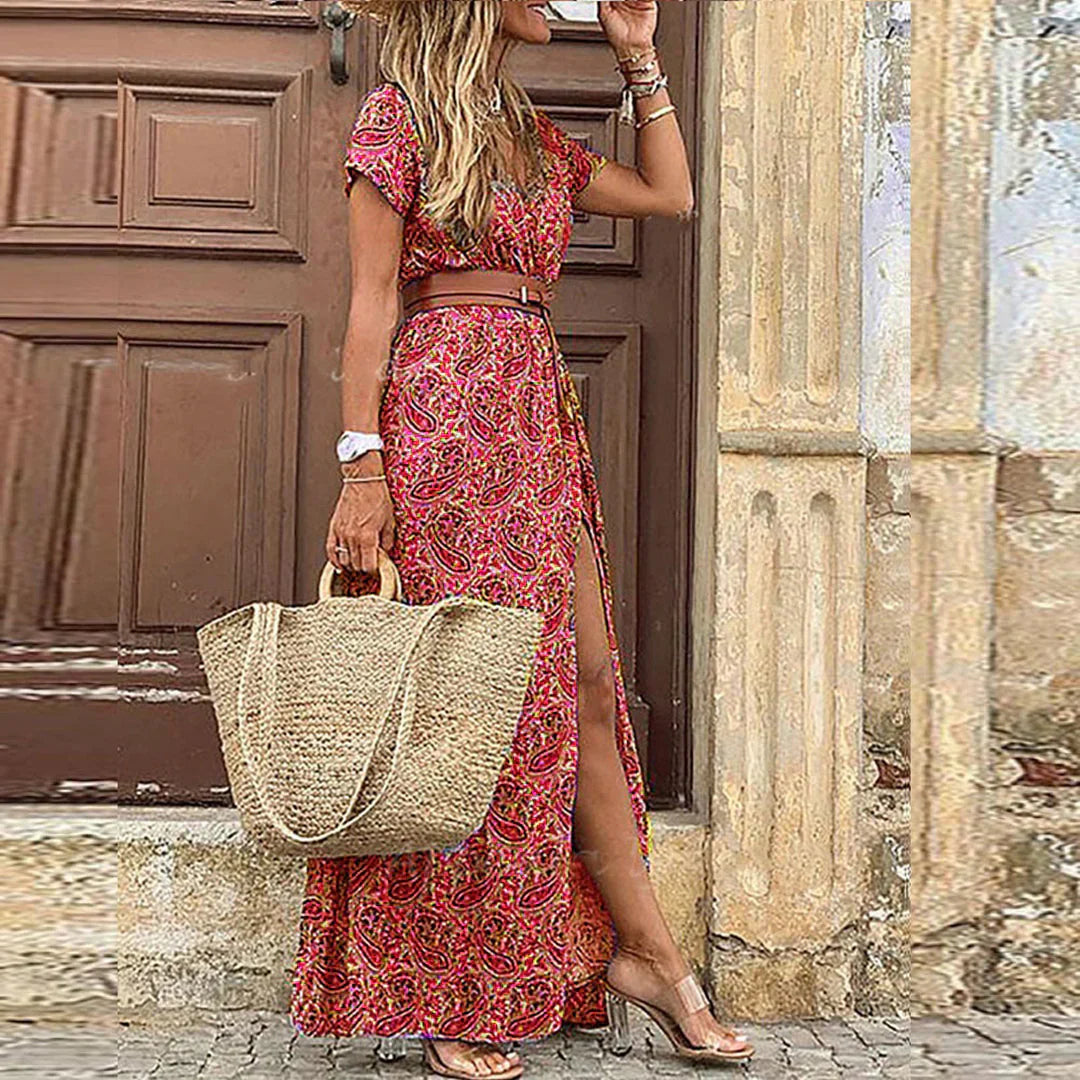 Women's Floral Side Slit Maxi Dress