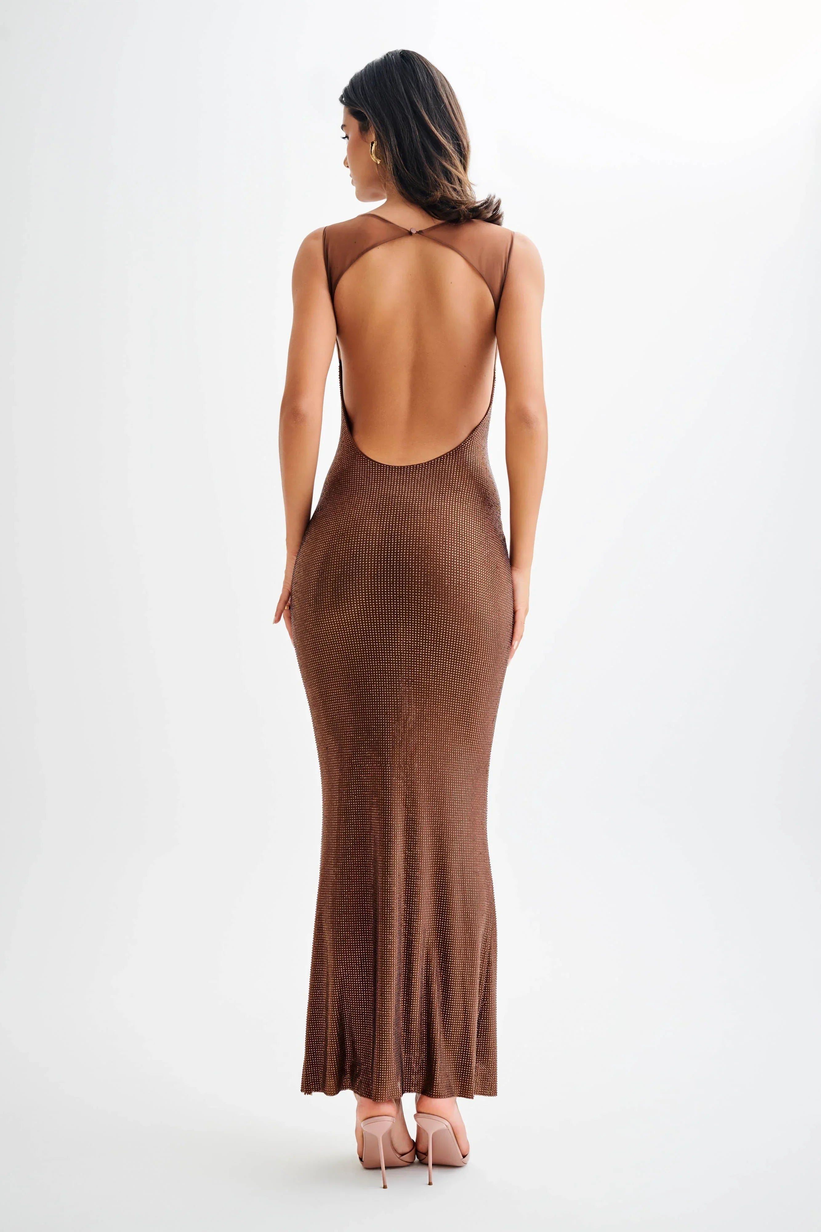 Shimmer Backless Maxi Dress for Women