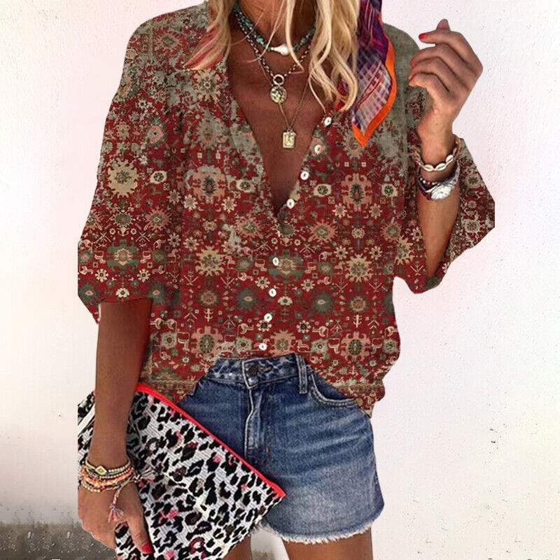 Women's Bohemian Floral Summer Blouse
