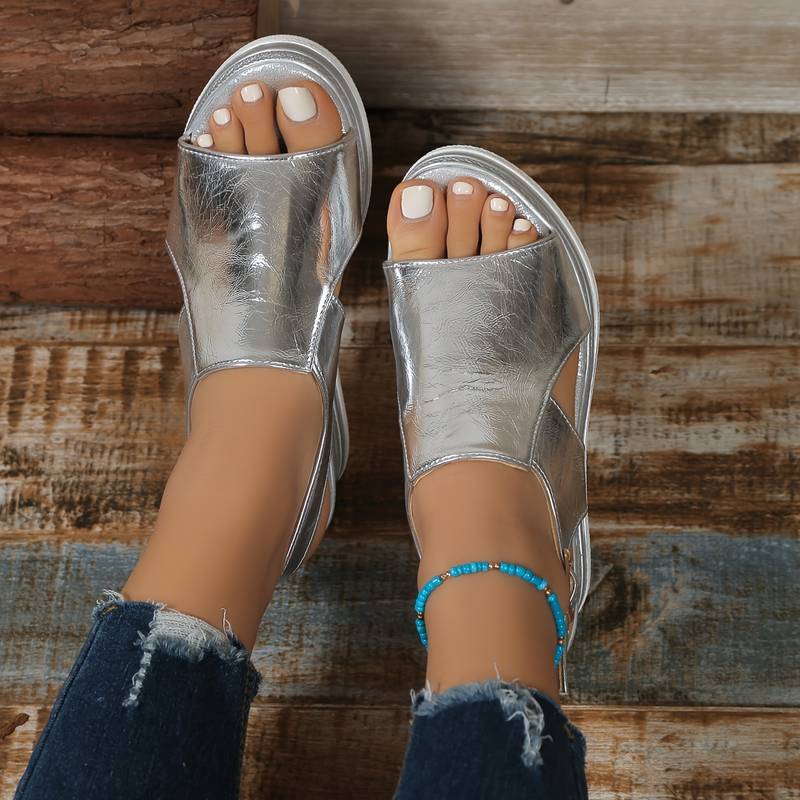 Sandales compensées à plateforme et bout ouvert pour femmes