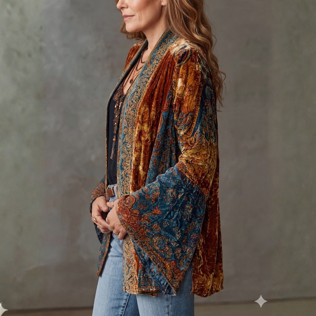 Women’s Bohemian Floral Print Open Front Cardigan