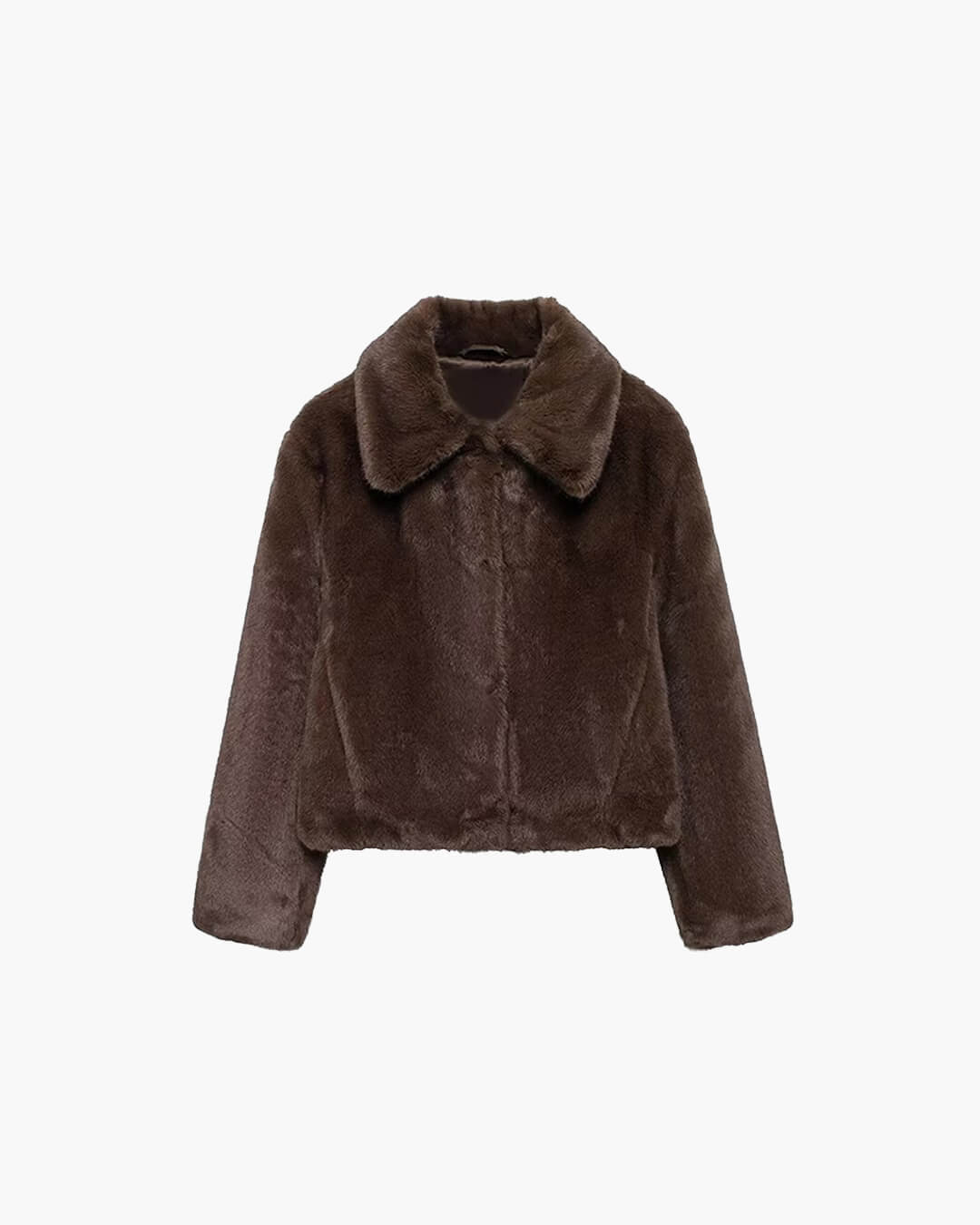 Manteau court en fausse fourrure pour femme avec col large