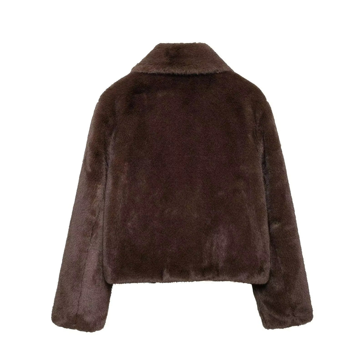 Manteau court en fausse fourrure pour femme avec col large