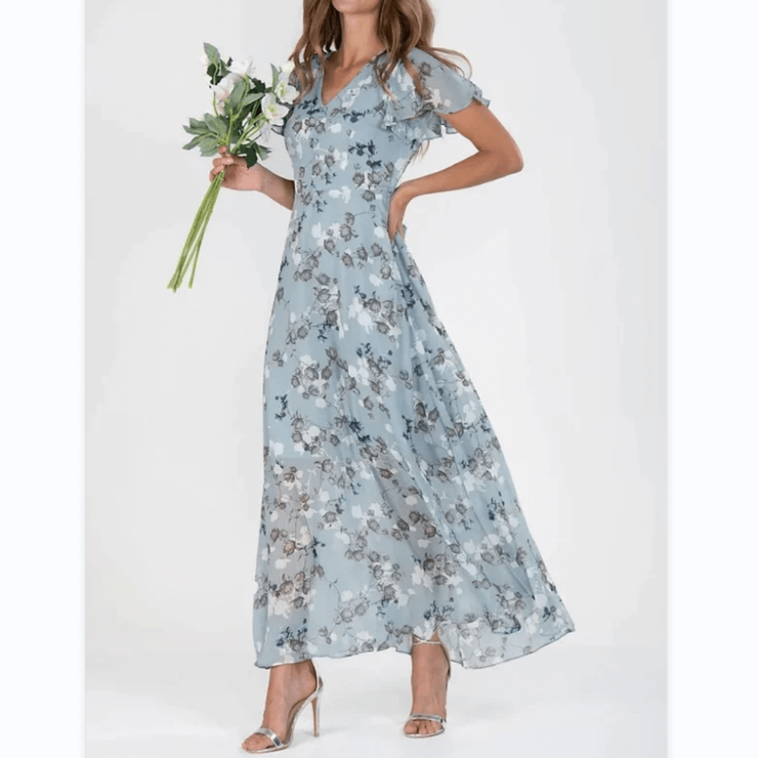 Ann - Flutter Sleeve Maxi Dress