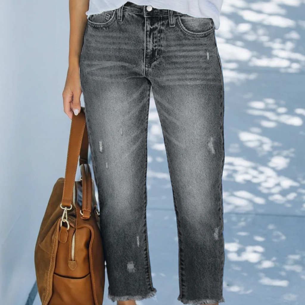 Women's Retro Short Straight Jeans