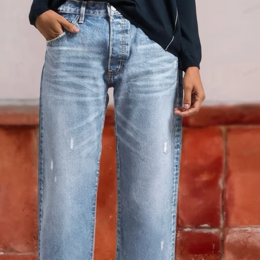 Women's Retro Short Straight Jeans