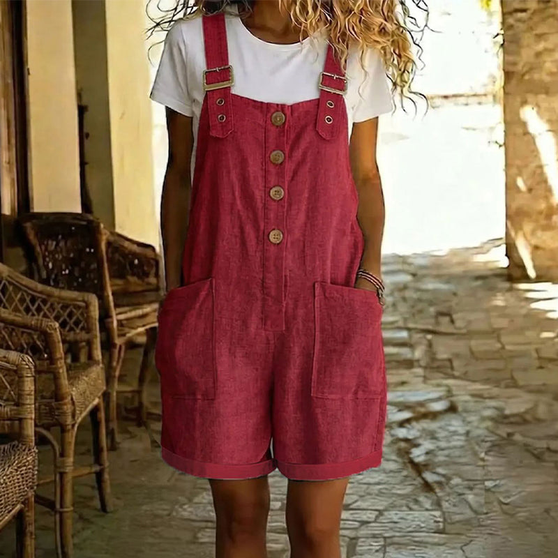 Salopette courte en jean pour femme, style vintage