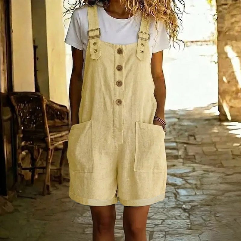 Salopette courte en jean pour femme, style vintage