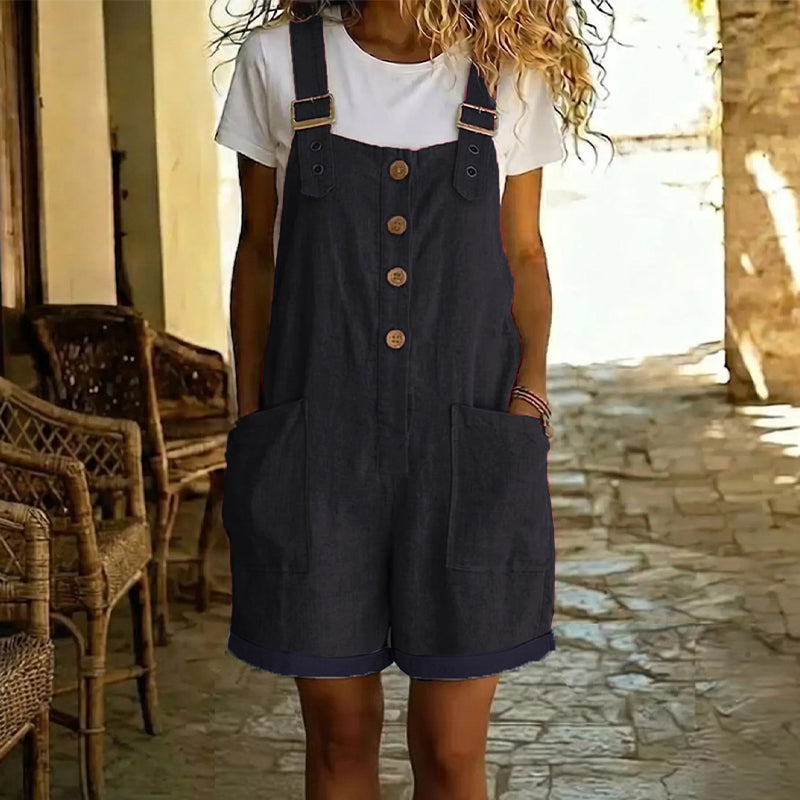Salopette courte en jean pour femme, style vintage