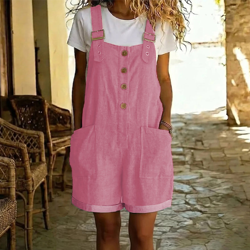 Salopette courte en jean pour femme, style vintage