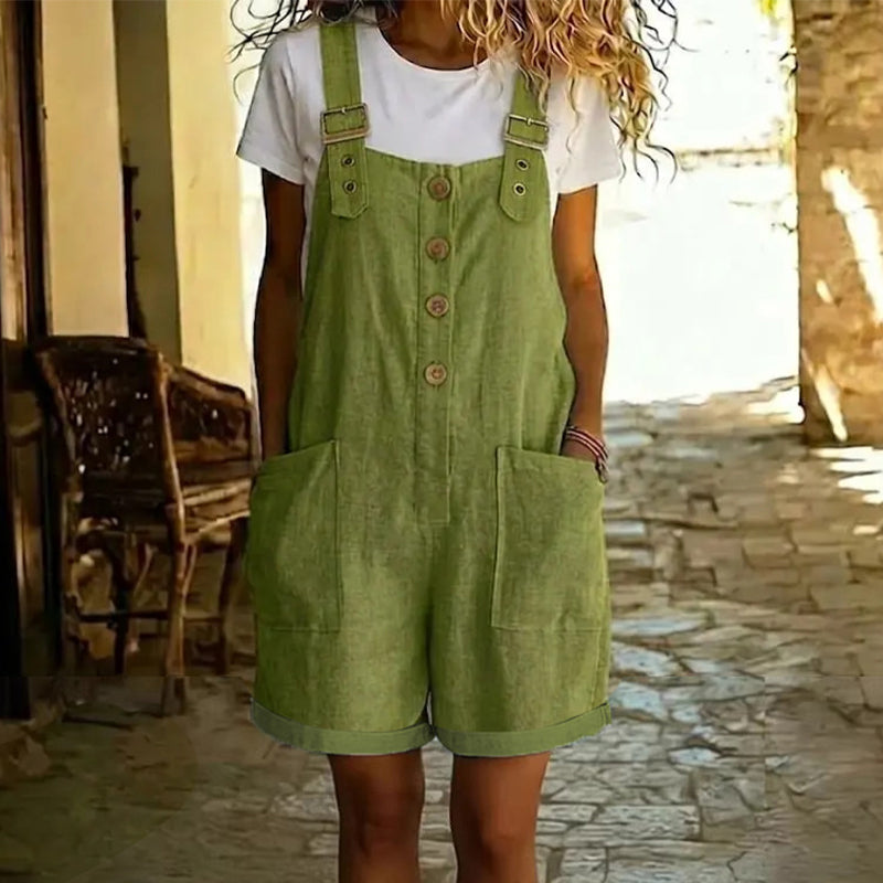 Salopette courte en jean pour femme, style vintage