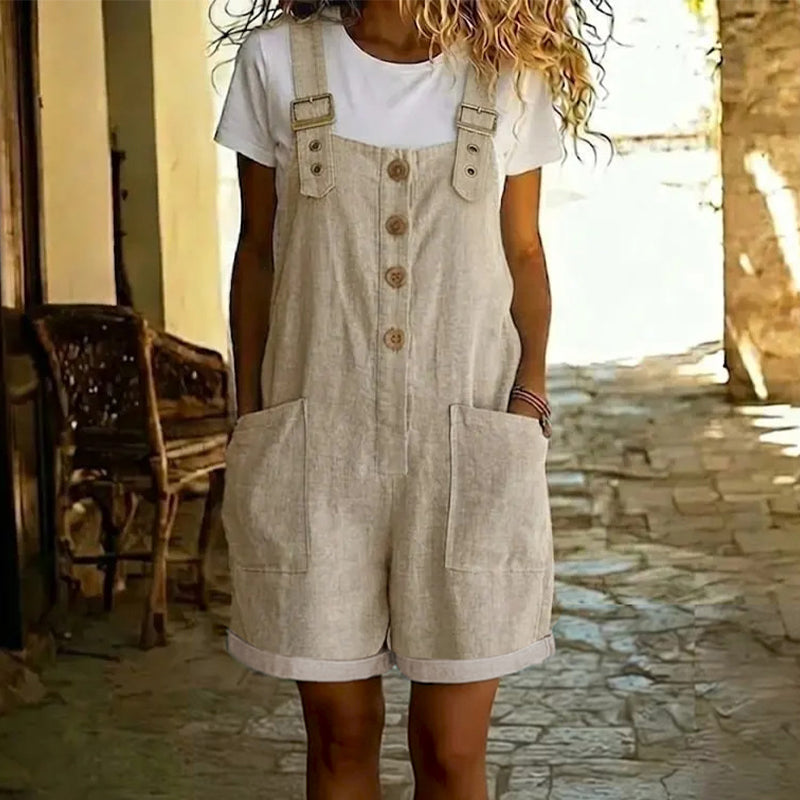 Salopette courte en jean pour femme, style vintage