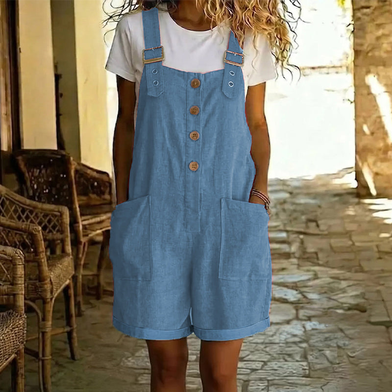 Salopette courte en jean pour femme, style vintage