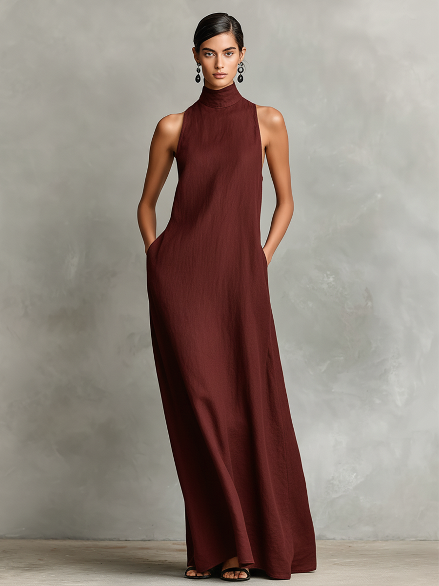 Women’s Sleeveless High Neck Maxi Dress