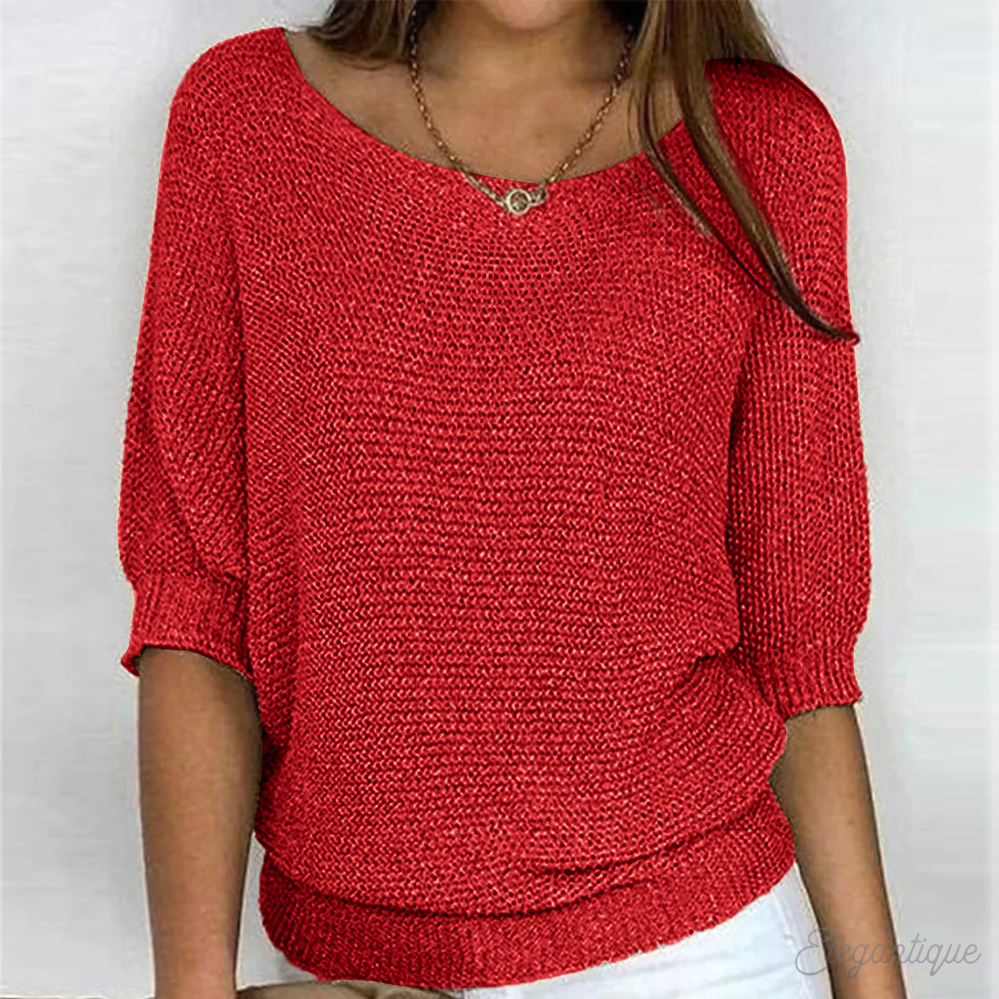 Women's Relaxed Crew Neck Pullover Sweater