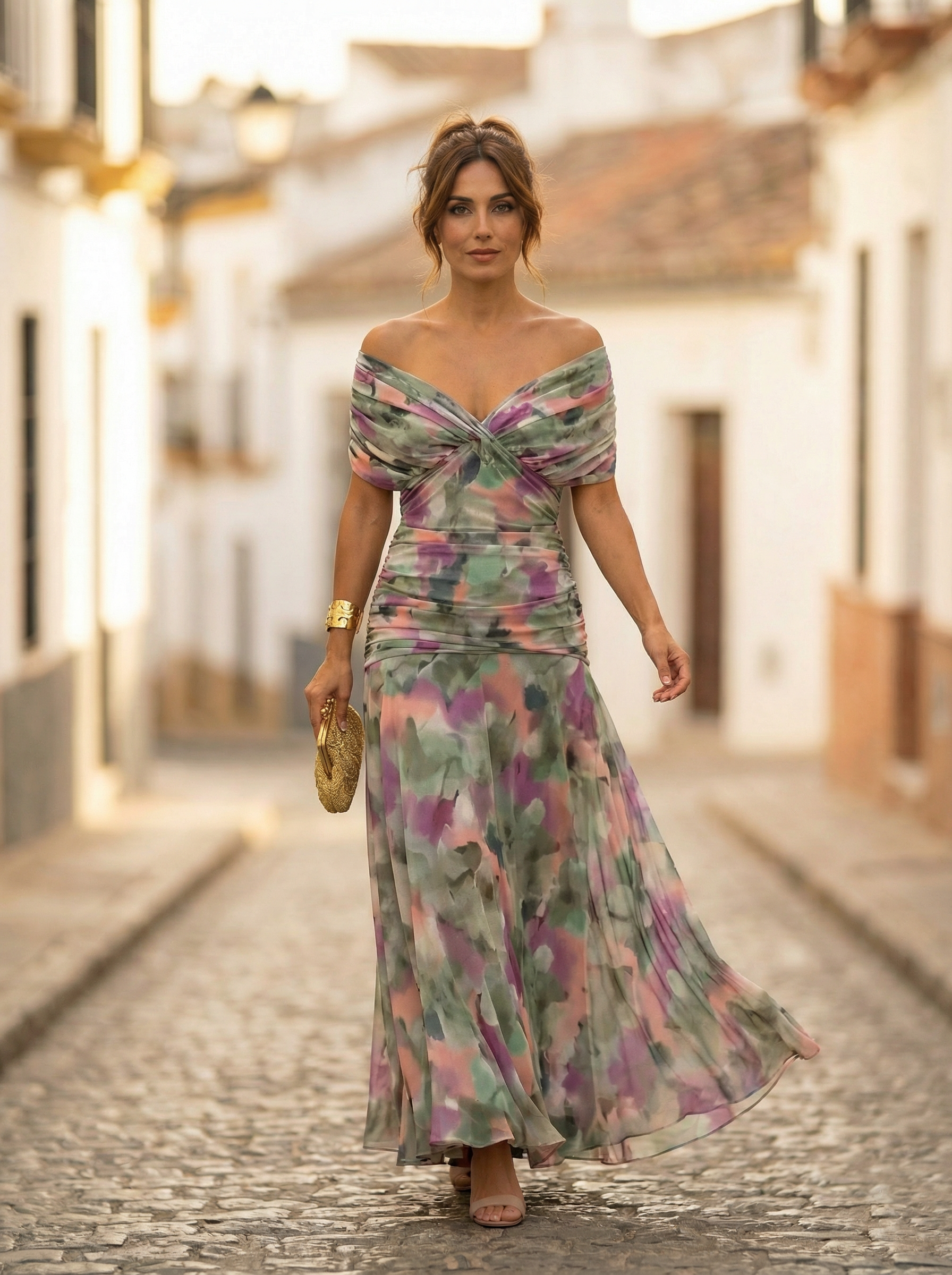 Robe maxi de soirée élégante pour femme à épaules dénudées