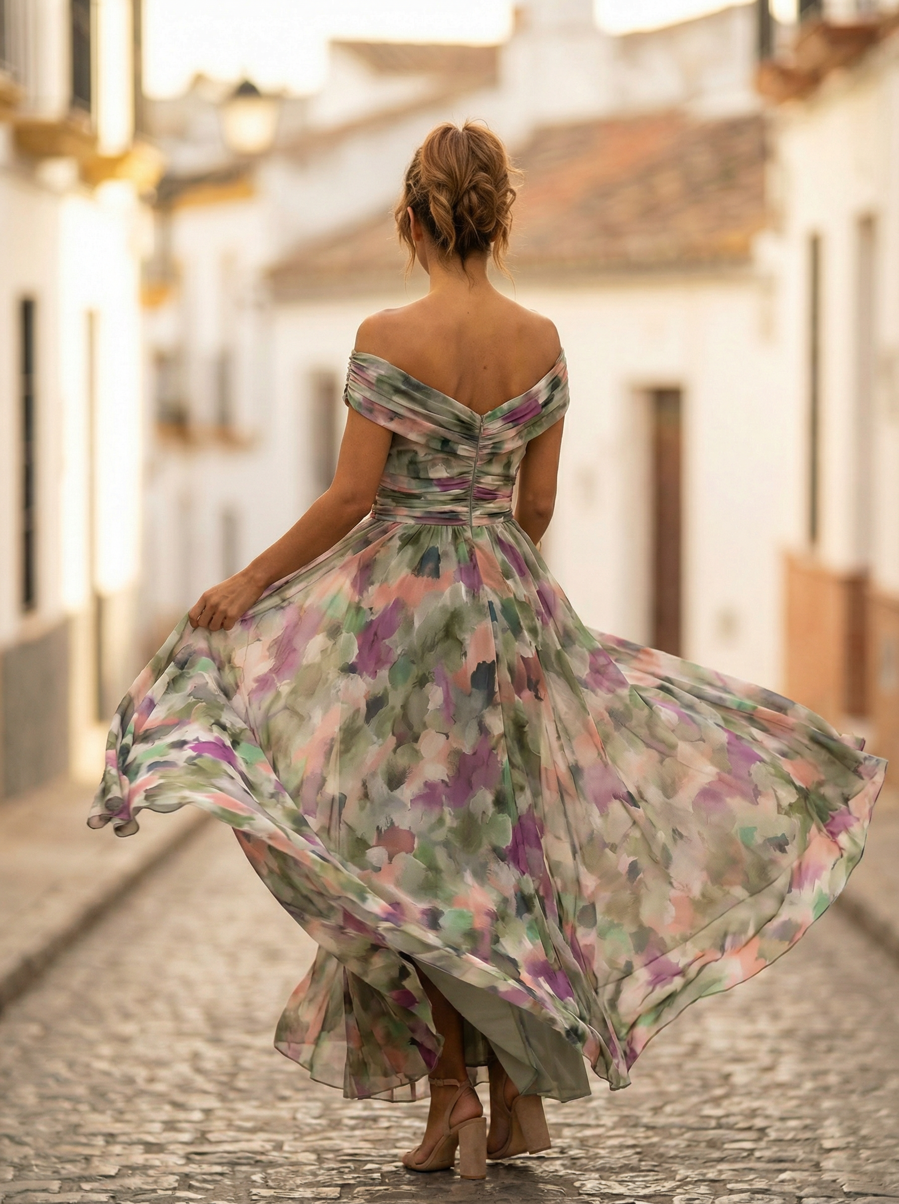 Robe maxi de soirée élégante pour femme à épaules dénudées