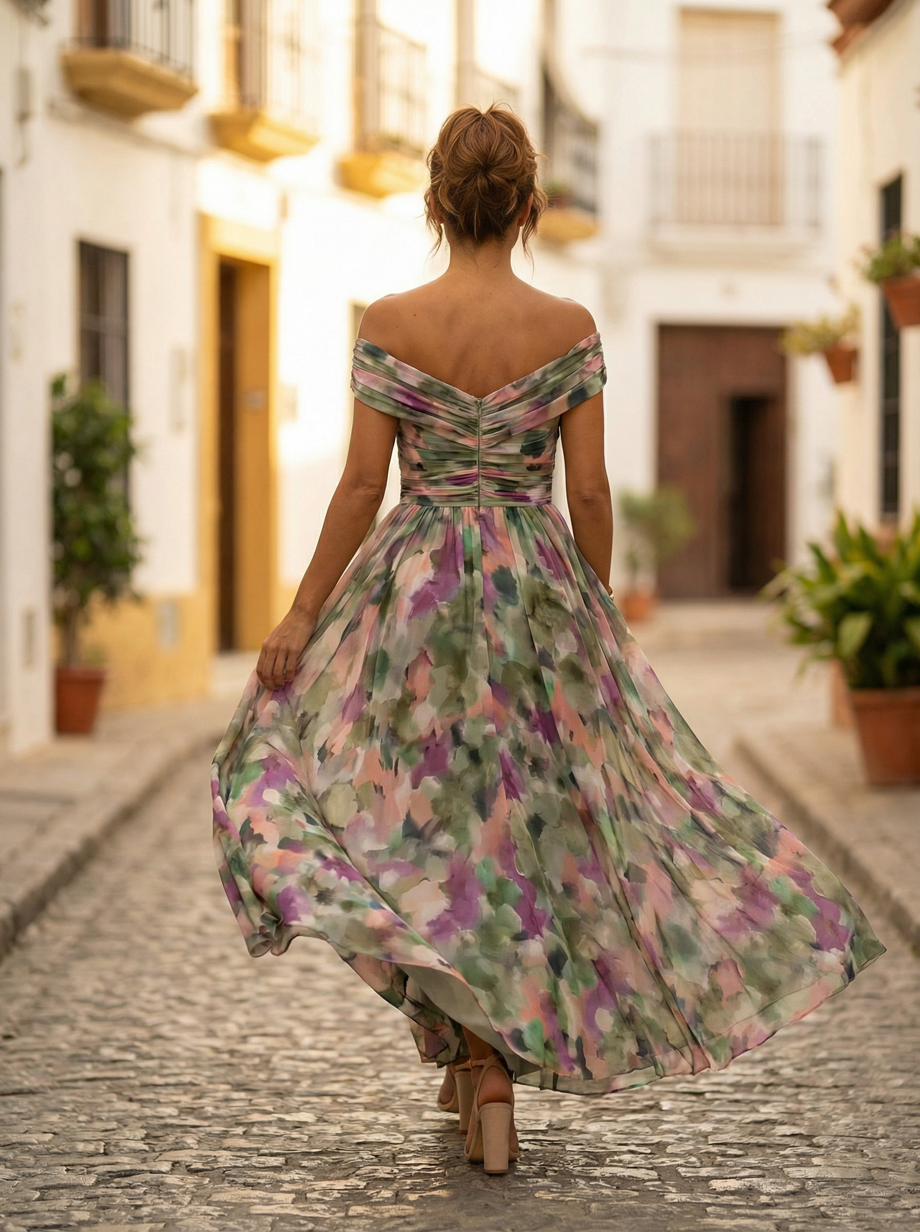 Robe maxi de soirée élégante pour femme à épaules dénudées