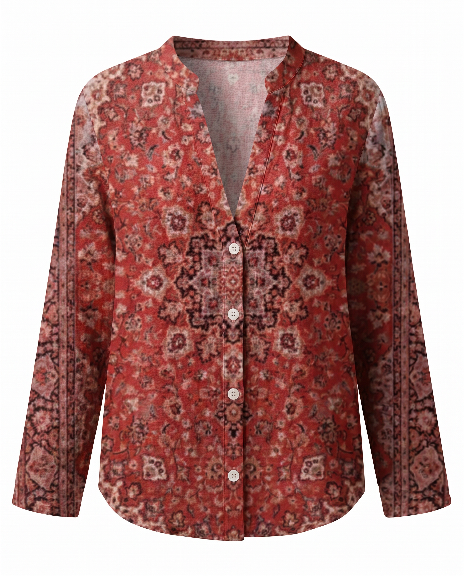 Γυναικεία Χαλαρή Μπλούζα Boho με V-Λαιμόκοψη και Μακριά Μανίκια