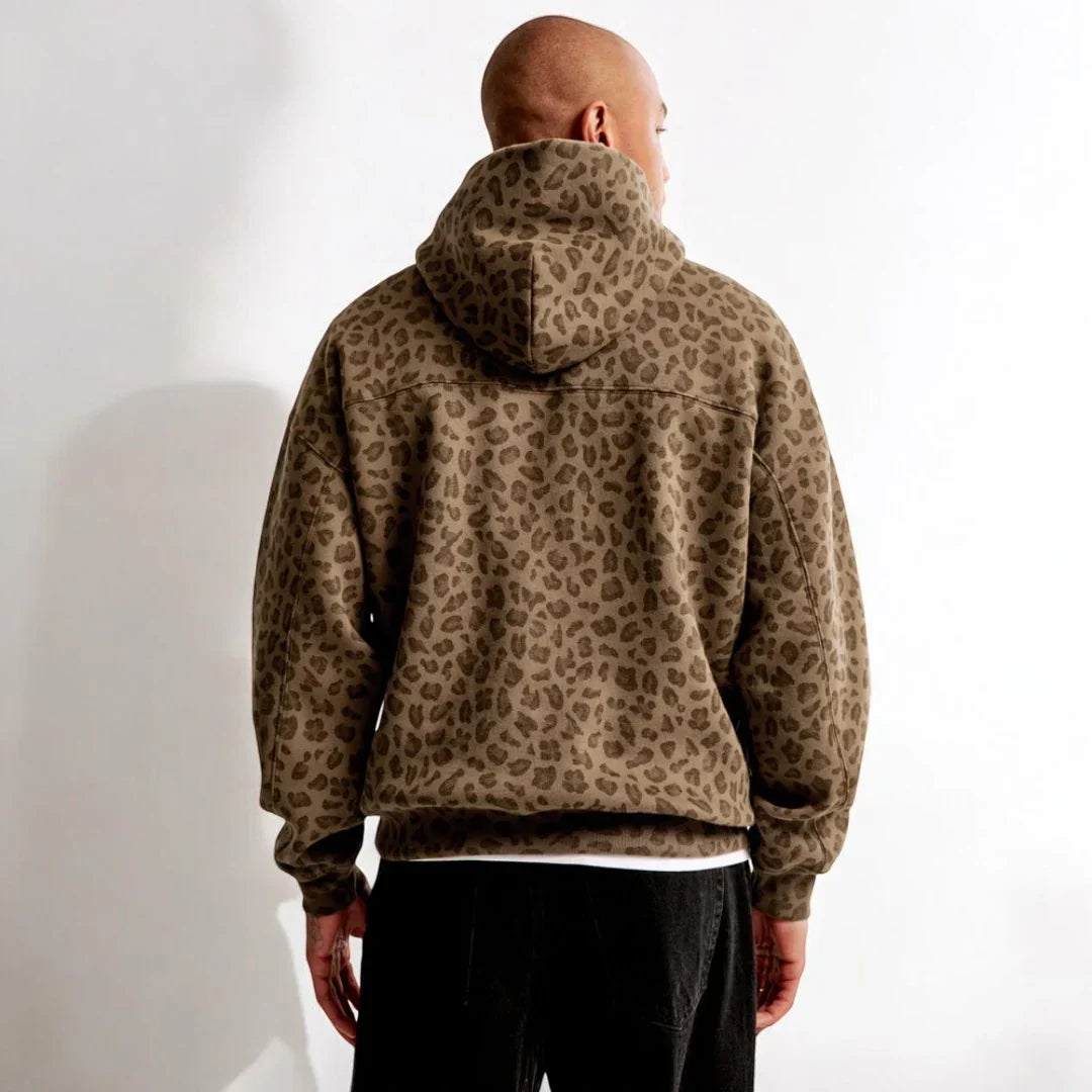 Men's Leopard Print Long Sleeve Hoodie