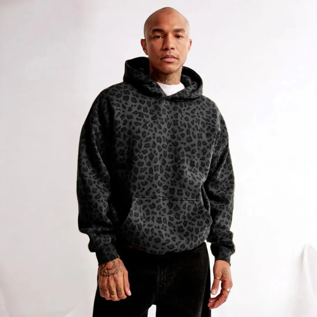 Men's Leopard Print Long Sleeve Hoodie