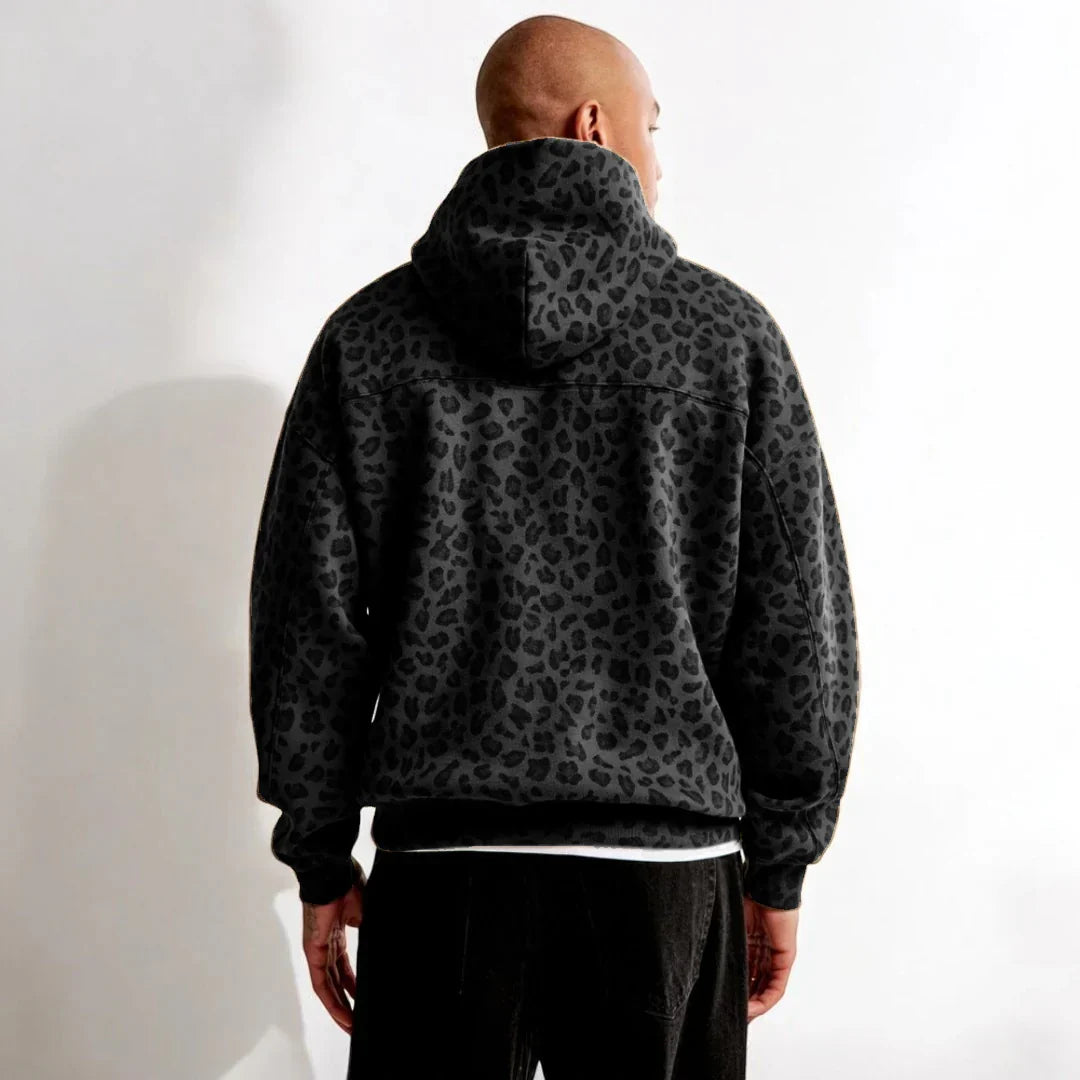 Men's Leopard Print Long Sleeve Hoodie