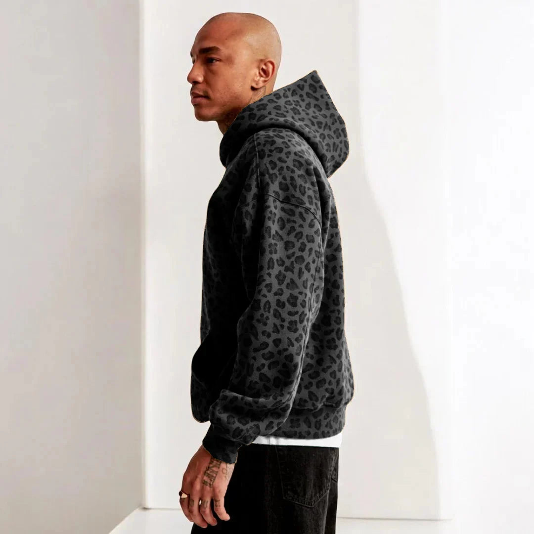 Men's Leopard Print Long Sleeve Hoodie