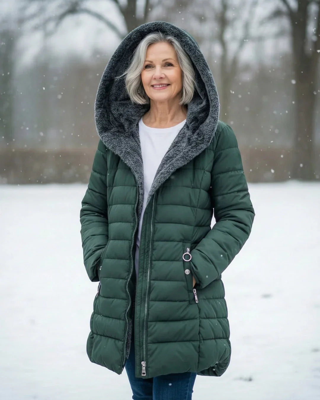 Doudoune à capuche pour femme avec doublure polaire