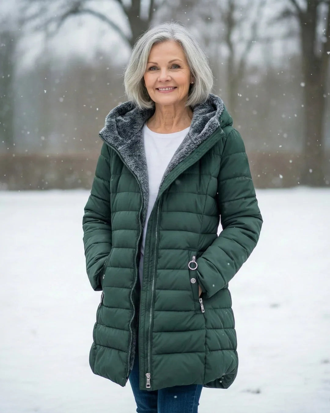 Doudoune à capuche pour femme avec doublure polaire