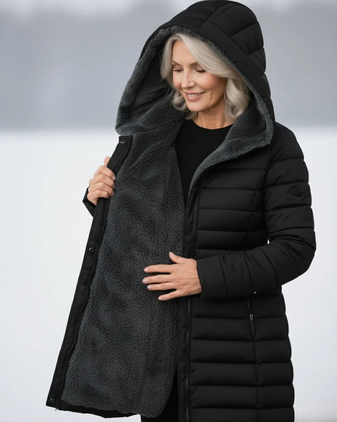 Doudoune à capuche pour femme avec doublure polaire