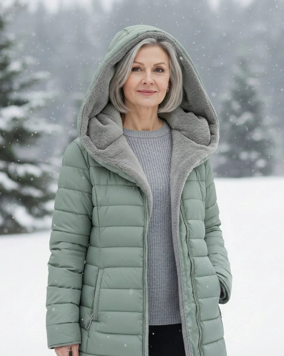 Doudoune à capuche pour femme avec doublure polaire
