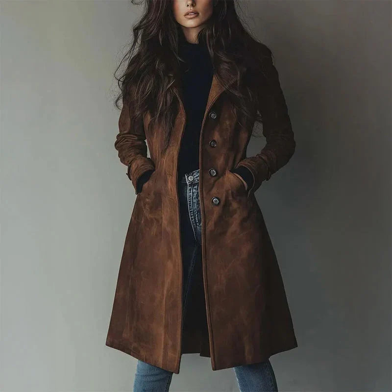 Women's Vintage Longline Suede Coat