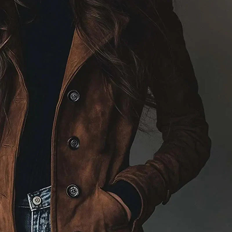 Women's Vintage Longline Suede Coat