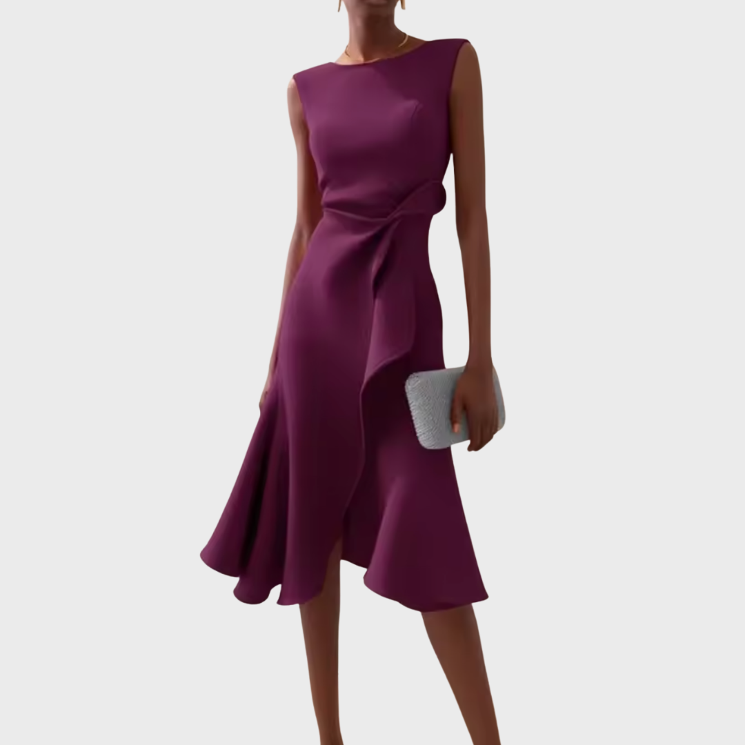 Elegant Women's Sleeveless Wrap Midi Dress