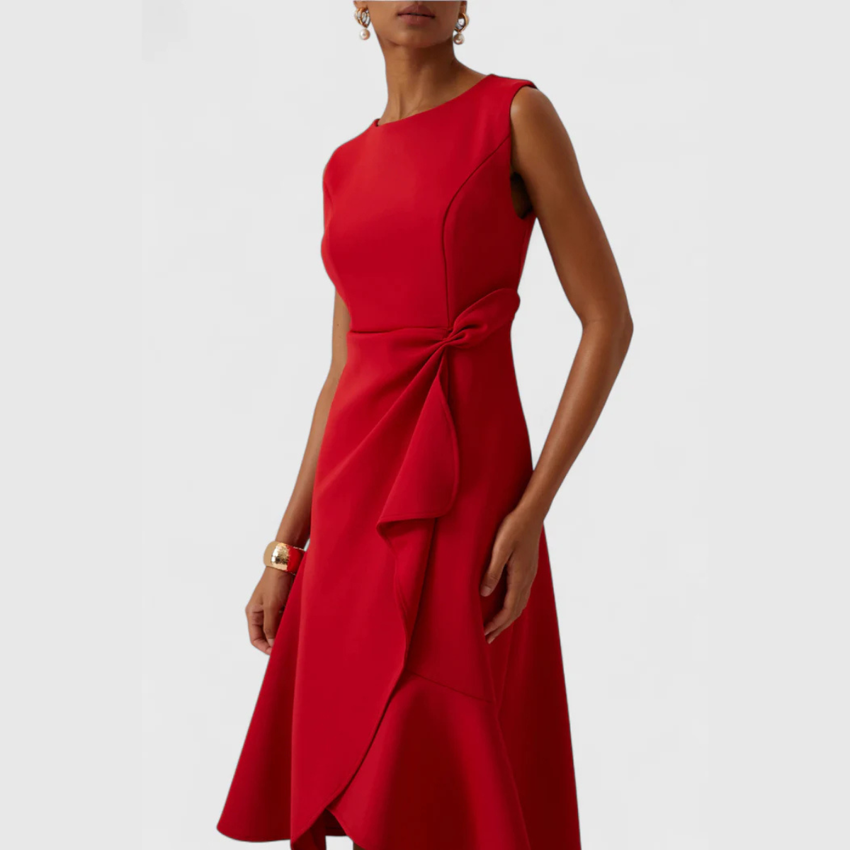 Elegant Women's Sleeveless Wrap Midi Dress